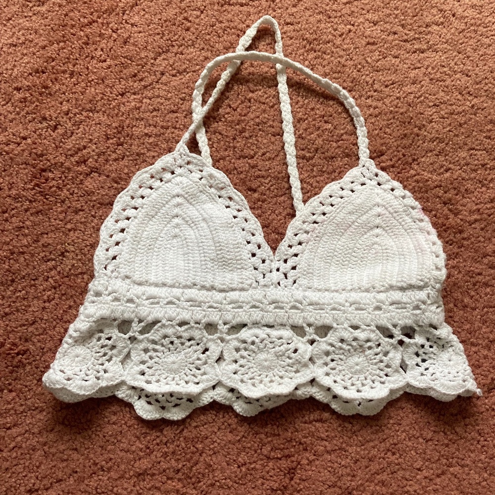 Aerie Crochet Bra Top 100% Cotton Boho Festival Vibes Size XS